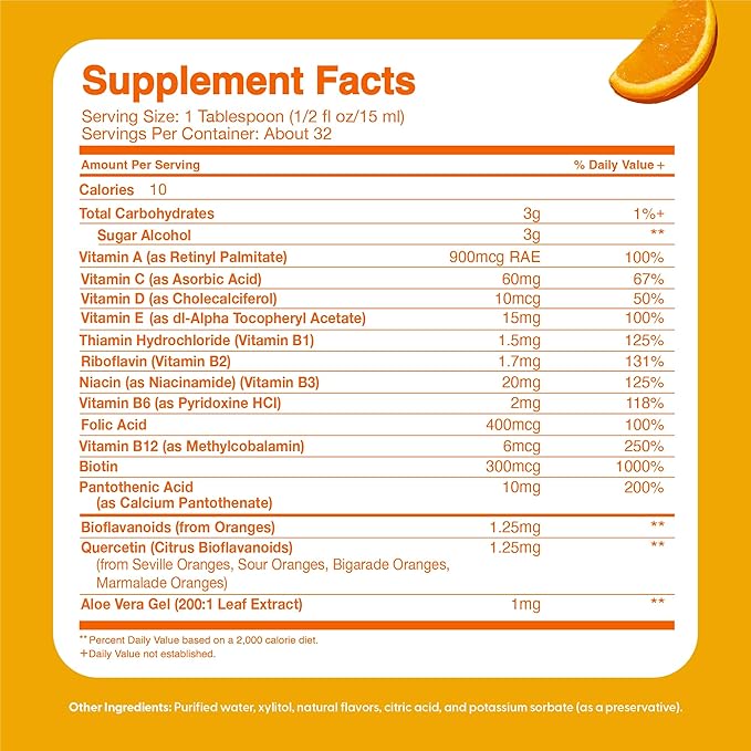 Feel Great Sugar Free Kids Multivitamin – Liquid Multivitamin | Essential Vitamins for Immune Support | Orange Flavored, Vegetarian Formula | 30 Day Supply