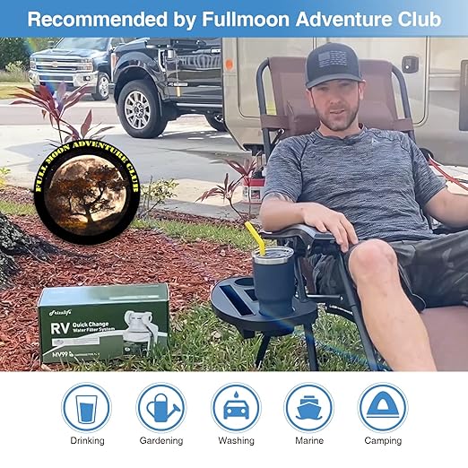 FRIZZLIFE RV Water Filter-NSF/ANSI 53&42 Certified Inline Hose Filter for RV-0.5 Micron High Water Pressure, Reduce Chlorine, Lead, Heavy Metals, Odors - for Marine, Camper, Garden, MV99