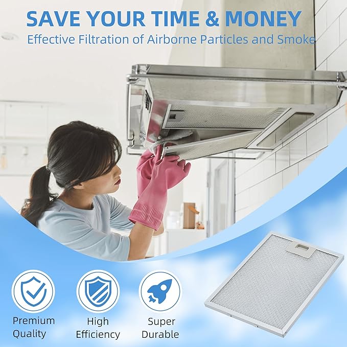 2pcs 12.63X10.23inchs Range Hood Filter Grease Filter Extractor Ventilation Aluminium Aspirator filter Mesh 320x260x9mm