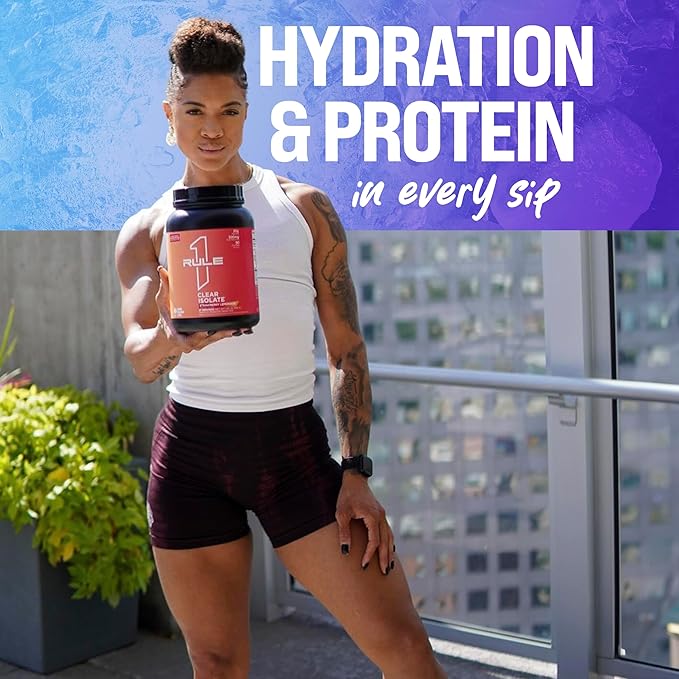 Rule 1 Clear Whey Isolate - 20g All-whey Isolate Protein, Over 9g EAAs, 300mg of Electrolyte Minerals, 90 Calories, Light, Crisp, and Refreshing Taste (27 Servings, Blue Raspberry)