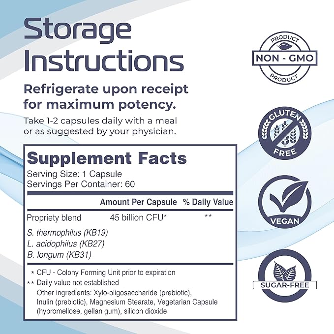 Renadyl Kidney Probiotic Supplement | Urea, Creatinine, & Uric Acid Support | 45 Billion CFUs | Clinically Tested, Non-GMO, & Made in USA, 60 Capsules (1 Bottle, 1 Month Supply)