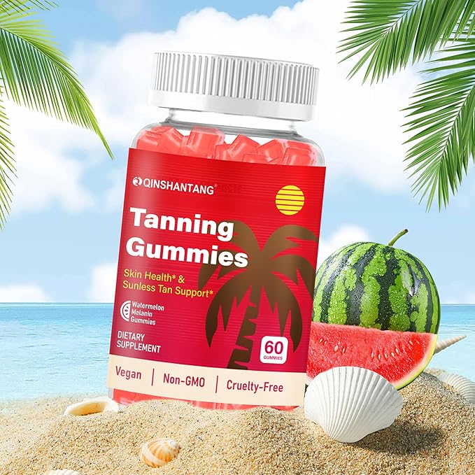 Tanning Gummies for Women, 2 Pack, Daily Skin Support Supplement, Sugar Free | Astaxanthin, L-tyrosine, Lycopene, Vitamin A | Radiant Skin & Antioxidant Support | Vegan, Non-GMO, 60 Servings