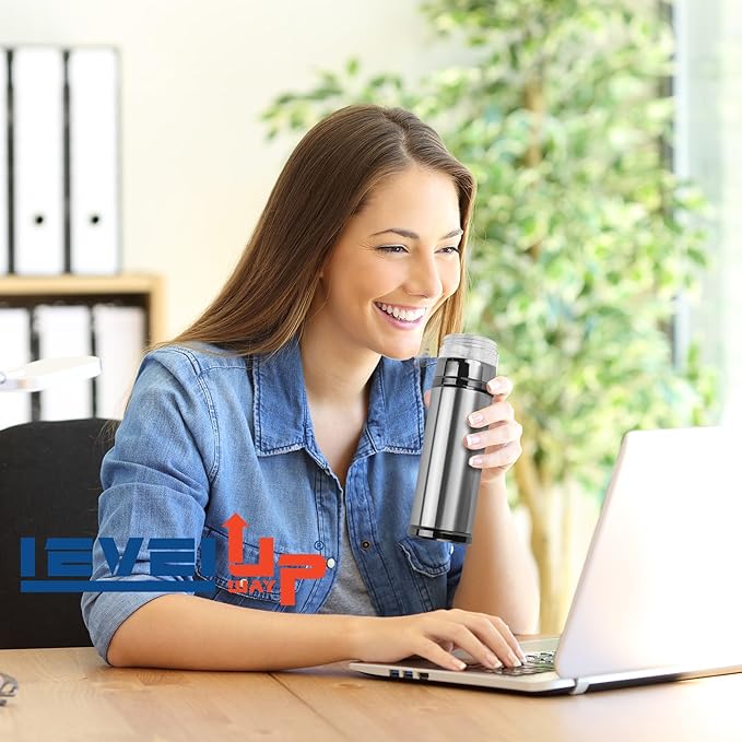 2 in 1 Hydrogen Water Bottle Generator – SPE/PEM Technology – Stainless Steel Bottle with Self Cleaning Mode – 11oz / 330ml – Up to 1300 PPB Hydrogen Enriched Water