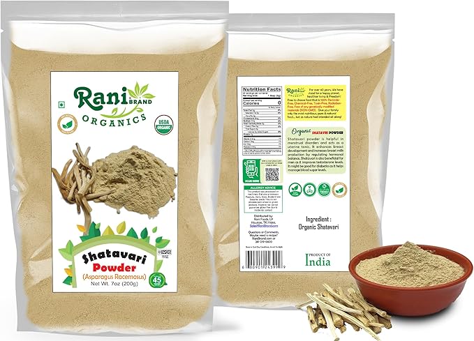 Rani Organic Shatavari Powder (Asparagus Racemosus) 7oz (200g) ~ All Natural | No Color | Gluten Friendly | Vegan | NON-GMO | Kosher | No Salt or fillers | Indian Origin | USDA Organic Certified