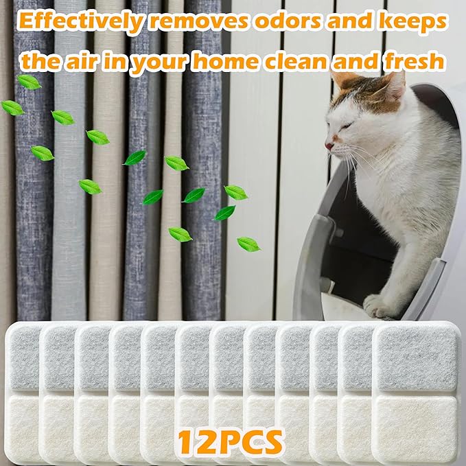 12 Pack Activated Charcoal Filters Refills for Catit Litter Box, Odor Filters for Catit Airsift Jumbo Hooded Cat Litter Pan