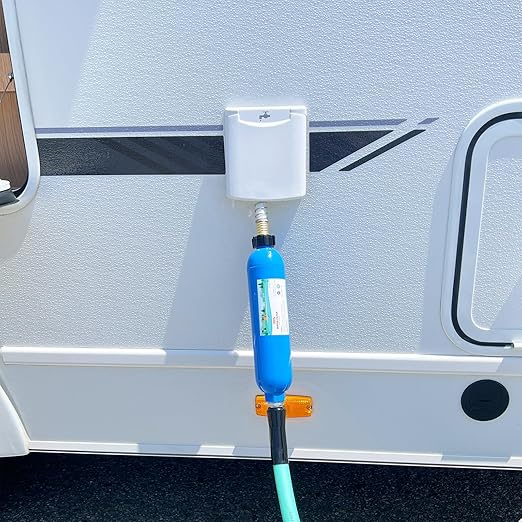 RV Water Filter, Inline Water Hose Filter for Camper, Travel Trailer, Marine, Garden, Pool, NSF Certified, Reduces Bad Taste, Odors, Chlorine, 4-Pack