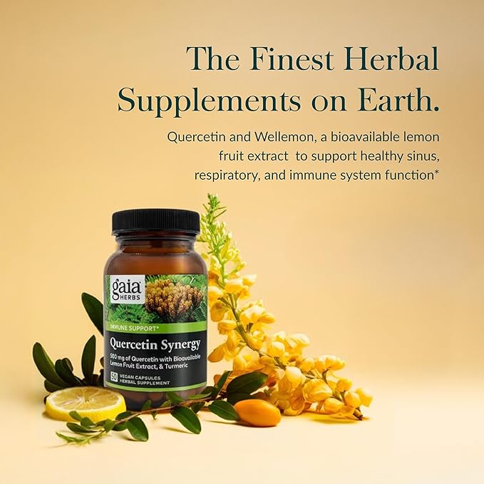 Gaia Herbs Quercetin Synergy - Supports Immunity - with Lemon Fruit Extract - 50 Vegan Capsules (50-Day Supply)