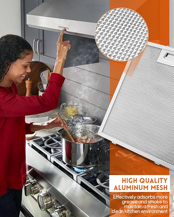 2 Pack Range Hood Filter Fit for Broan B5 Series, 9x10.25 Inch 5-Layer Stainless Steel Mesh Hood Vent Grease Filter, 230x260mm, Replacement S97018029, 1932913
