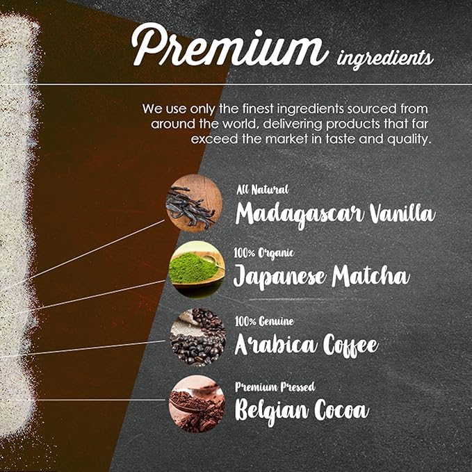 The Frozen Bean - Mocha Frappe & Latte Instant Mix with Arabica Coffee, Double Caffiene, Low Sugar - for Hot, Iced, or Frappuccino-Style Blended Drinks - (20) 0.53oz Single Serve