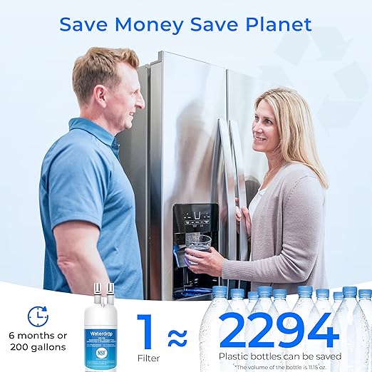 Waterdrop EDR1RXD1 Replacement for W10295370A, Everydrop® Filter 1, EDR1RXD1B, P8RFWB2L, P4RFWB, Kenmore® 46-9081, 46-9930, WD-F38 Refrigerator Water Filter, 1 Filter
