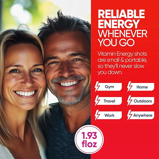 Vitamin Energy Focus+ Extra Strength Daily Energy Shot – Tropical Infusion – 260mg Natural Caffeine, 100% DV B-Vitamins – Focus & Productivity Support – Zero Sugar, Vegan, Kosher – 1.93 fl oz, 12-Pack