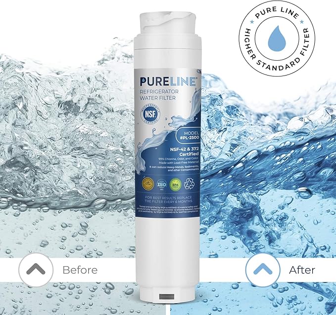 Pureline 9000 077104 UltraClarity REPLFLTR10 Water Filter Replacement for Bosch Ultra Clarity 9000194412, 644845, B26FT70SNS, B22CS80SNS, B22CS50SNS, Haier 0060820860, Miele KWF1000 (3 Pack)