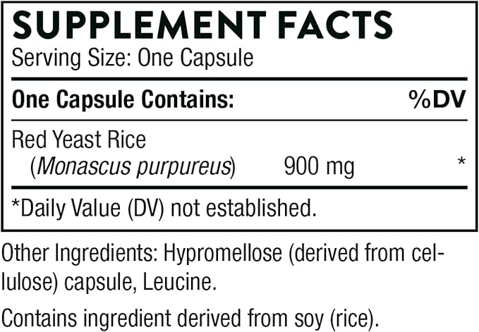 THORNE - Choleast-900-900mg Red Yeast Rice Extract - Gluten-Free Supplement Supports Healthy Cholesterol Levels Already in a Normal Range, Heart & Blood Pressure* - 120 Capsules