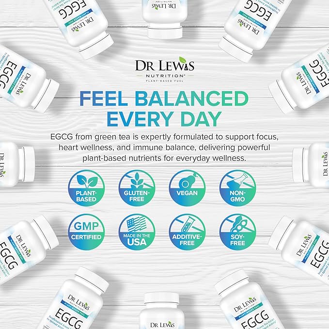 EGCG Green Tea Supplement - Liposomal Decaffeinated Extract for Cognitive, Heart, and Immune Support - Vegan, Gluten-Free, Non-GMO Formula for Optimal Absorption - 90 Tablets
