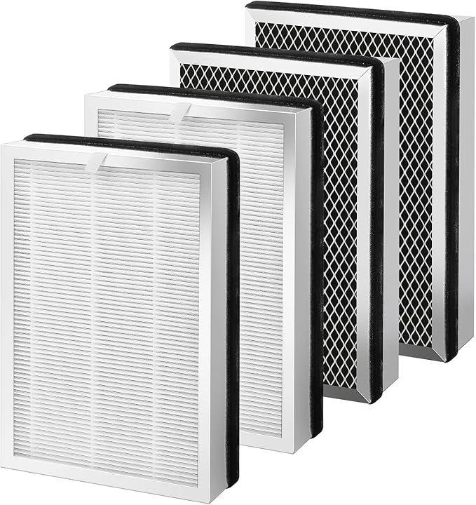 isinlive 25 Replacement Filter Compatible with 25 Air Purifier S1/W1/B1, HEPA Activated Carbon Filter, 4 Pack
