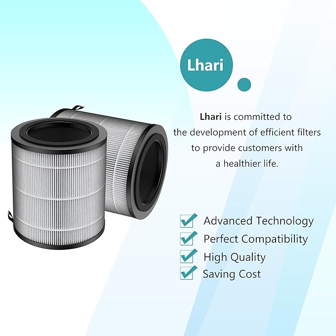 JF100 Replacement Filter, Compatible with JF100 Air Purifier, 3-in-1 Pre-Filter, H13 True HEPA and Activated Carbon Filtration System, 2 Pack