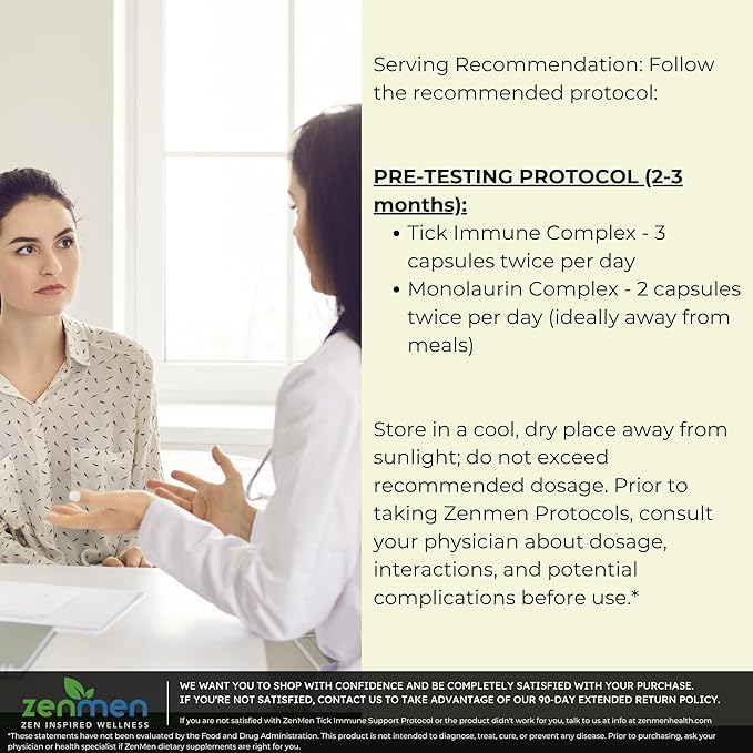 Zenmen Pre-Testing Lite Bundle - Helps Balance Your System Before Testing - 1 Tick Immune Support + 1 Monolaurin Capsules