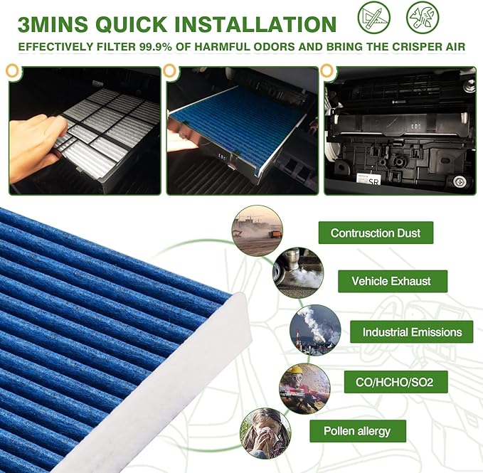 2-Pack HEPA Cabin Air Filter Fits for Mazda CX-9 Toyota RAV4 Corolla Camry Highlander Lexus RX350 Activated Carbon Cabin Filter CF12157 Replacement Accessories