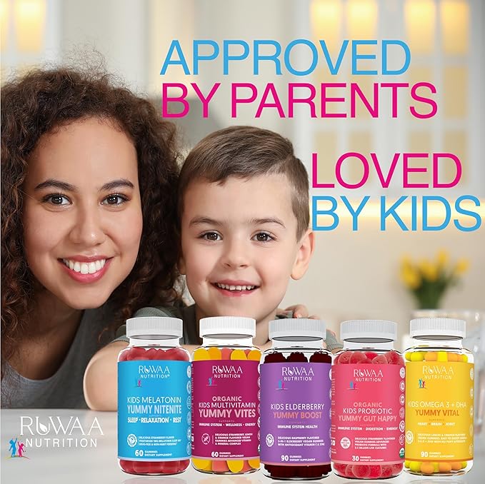 Probiotic Gummies. Organic Kids Probiotic Chewable for Digestive Health & Immunity. Kids Pre & Probiotics Vitamins. No Allergens, Gluten-Free, Non-GMO, Probiotic for Children 60ct (2)