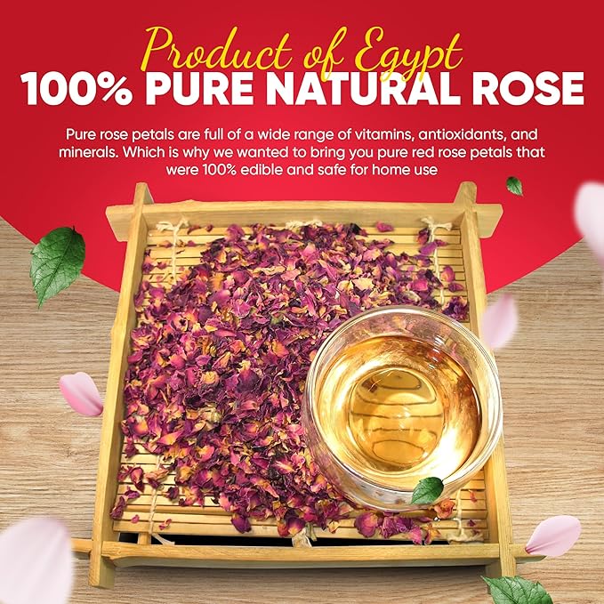 Greenhilltea Premium Dried Rose Petals - Caffeine Free Rose Tea - Edible Flowers for drinks, Baking, Desserts, Cocktails, Wedding Toss & Herbal Tea Infusions - 4 OZ