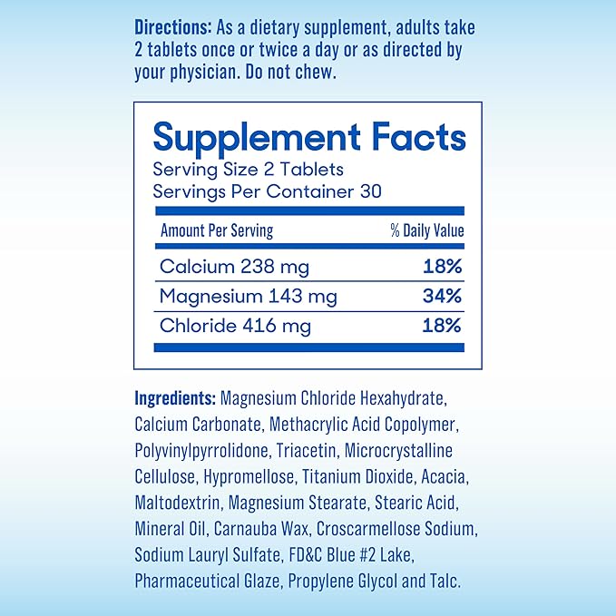 SlowMag Muscle & Heart Magnesium Chloride Supplement with Calcium, 60 Count, Supports Muscle Relaxation, Heart, Nerve & Bone Health, High Absorption
