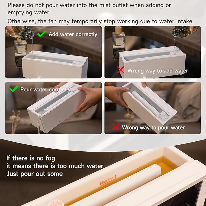 Fireplace Flame Air Diffuser Humidifier,7 Colors Aromatherapy Essential Oil Diffuser,Ultrasonic Aroma Humidifier with Timer for Home,Bedroom,Office,Yoga (WhiteA, L)