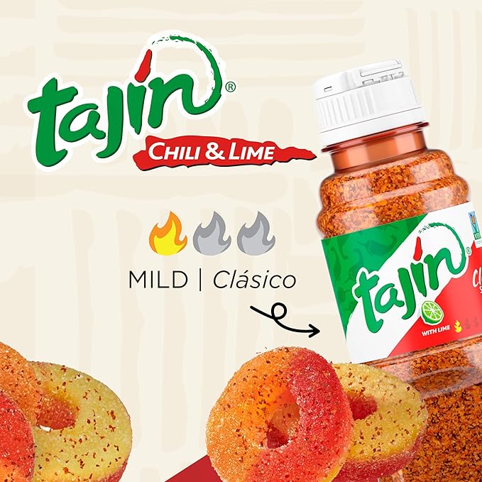 Snak Club Peach Rings, Tajin Chili & Lime Seasoned, Sweet and Spicy Gummy Candy, Mild in Heat Bold in Flavor, Low-Fat, Vegan, Gluten-Free Snack, Family Size, 11 Ounce