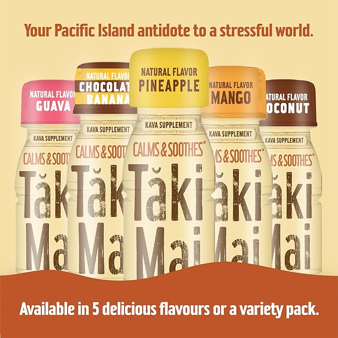 Taki Mai Pineapple Kava Kava 2.5 oz (6-pack) Shots – Noble Kava Root Drink, Ready to Drink for Stress Support & Relaxation, Fast Acting Herbal Support for Calming Better Sleep and Balanced Mood