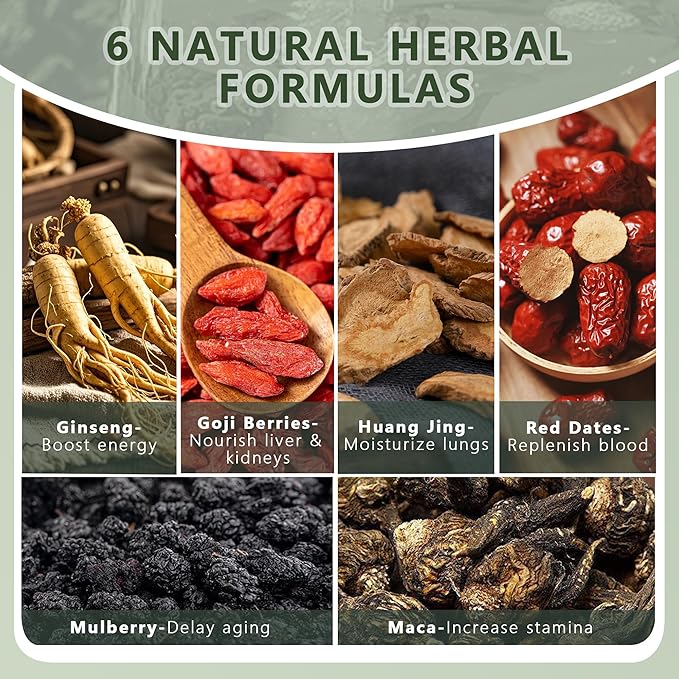 Ginseng Six Treasure Tea Kidney Tea, Ginseng Five Treasures Natural Chinese Traditional Herbal Organic Kidney Cleanse Detox & Repair for Men Women(1 Box/15 Bags)