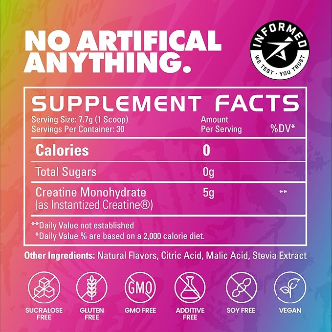 Gains in Bulk Instantized Creatine Monohydrate for Women and Men, Soluble Pre Workout Powder, Supports Muscle Building, Strength and Performance, Bodybuilding Supplements, Sour Gummy, 30 Servings