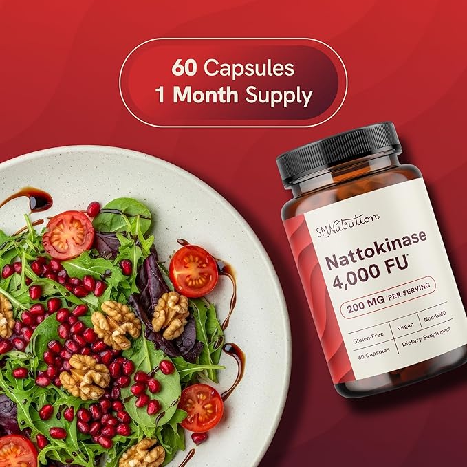 Nattokinase Supplement 4000 FU | Supports Healthy Circulation and Maintains Fibrin Levels | Nattokinase 4000 FU per Serving | Derived from Natto | Vegan & Non-GMO | 60 Capsules (1 Month Supply)
