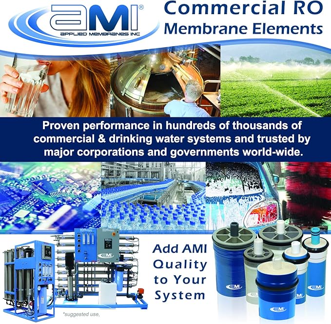 4x40 Reverse Osmosis Membrane Element for Tap or Brackish Water | High Flow 3,000 GPD at 225 psi | 99.5% Rejection | Replacement Commercial RO Membrane | Applied Membranes USA M-B4040AHF