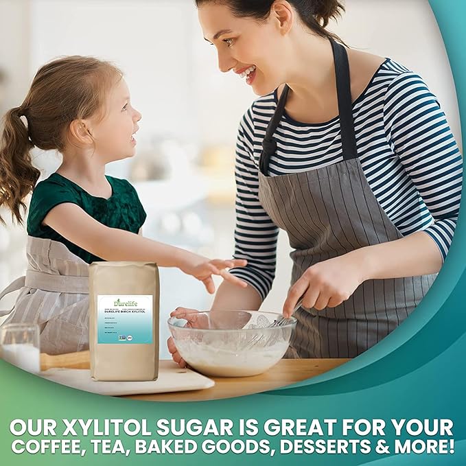 DureLife XYLITOL Sugar Substitute 55 LB (880 OZ) Made From 100% Pure Birch Xylitol NON GMO - Gluten Free - Kosher, Sugar alternative, Bulk Buy