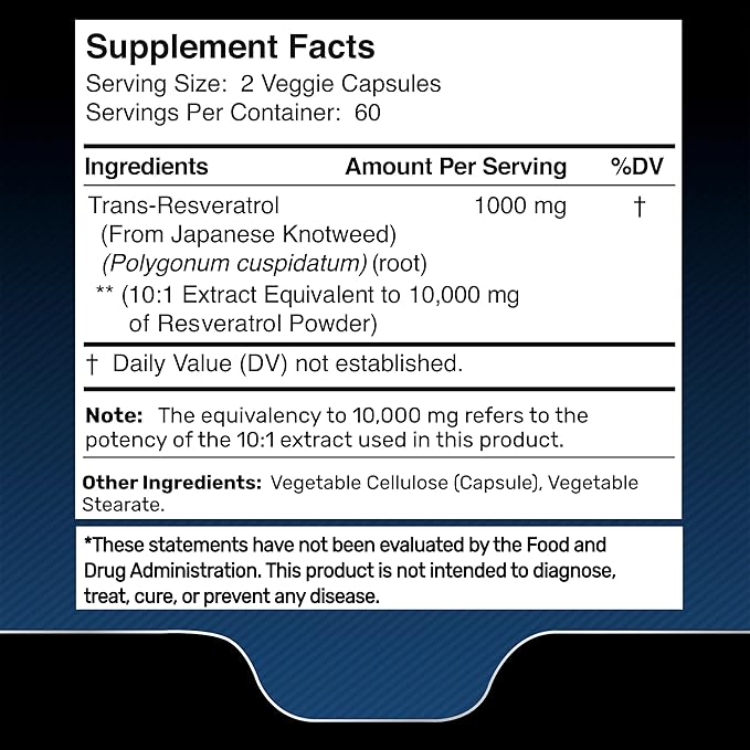 Resveratrol 120 Capsules, Resveratrol Supplement, Resveratrol 1000mg Polygonum Root, Trans Resveratrol for Healthy Aging, Heart, Brain Health Support - Vegan, Keto