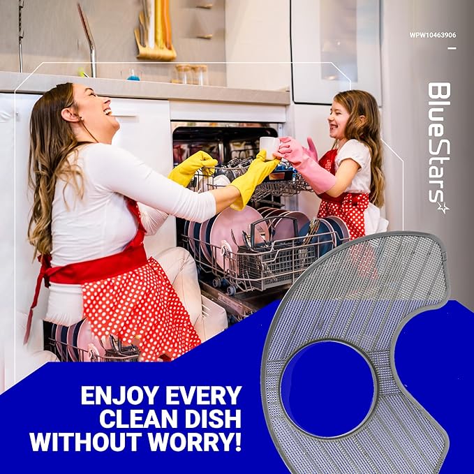 BlueStars WPW10463906 Dishwasher Screen Filter - Compatible with KitchenAid Maytag Whirlpool Jenn-Air Kenmore Amana Dishwashers - Replaces W10463906, WPW10195360, 2312301, PS11755148, AP6021820