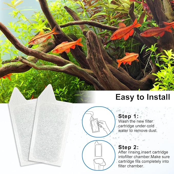 14 Packs Replacement Small Filters Cartridges for Tetra Whisper Small Fish Tanks Filter, Refilled Filters Cartridges S Size for 3-10 Gallons Betta Aquarium Filter Kit