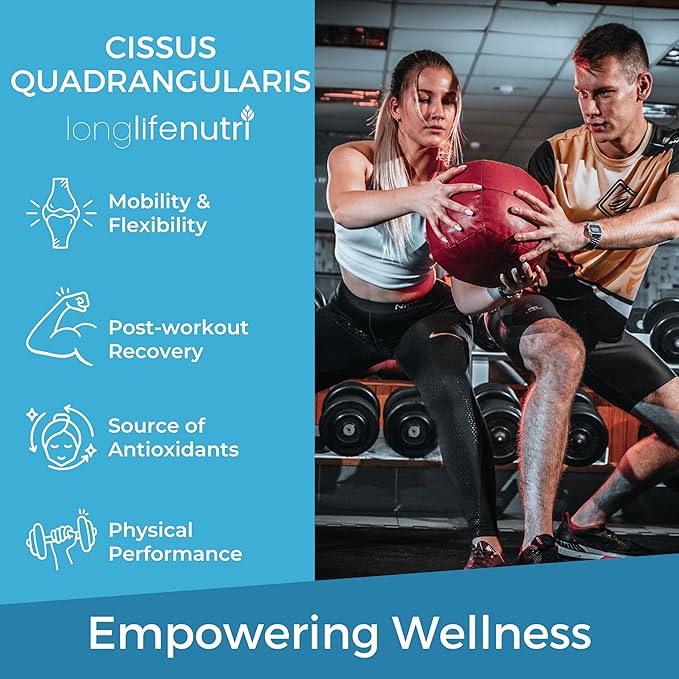 Cissus Quadrangularis 1200mg - 180 Vegetarian Capsules, Stem Extract for Joint Comfort, Bone Strength & Active Mobility, High Potency Formula, 3-Month Supply, GMP Certified, Made in USA