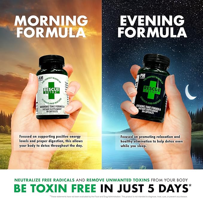 Rescue Detox 5 Day Permanent Detox Kit - 72ct Capsules | Comprehensive Full Body Cleanse with Bonus Instant ICE Caps