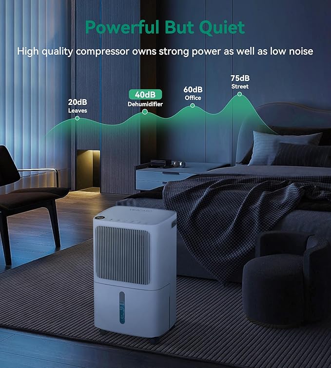 2500 Sq.Ft Dehumidifier for Basement with Drain Hose Max 34 Pints, Dehumidifiers for Home,Bathroom,Large Room, Bedroom, Three Modes, Intelligent Humidity Control, Dry Clothes, 24HR Timer