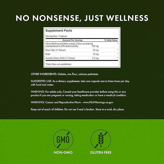 Swanson Full Spectrum Citrus Bioflavonoid Complex - Aids Vitamin C Absorption and Promotes Immune Health- Standardized to 50% Bitter Orange Bioflavonoids - (250 Capsules) (2 Pack)