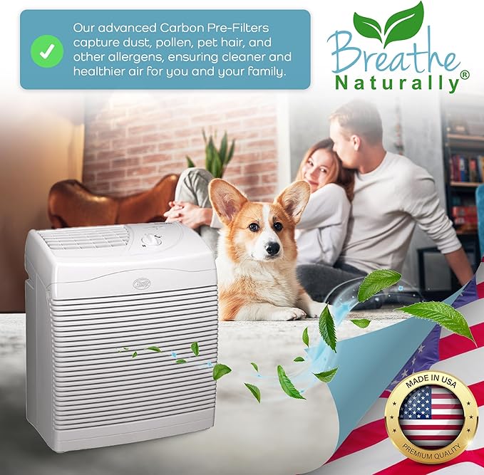 Breathe Naturally Replacement Carbon Pre-Filters Compatible with Hunter 30901, HEPAtech and QuietFlo Air Purifier - Activated Charcoal Filter Sheet - 16" x 30"x 0.2" (Pack of 1, Carbon Prefilters)