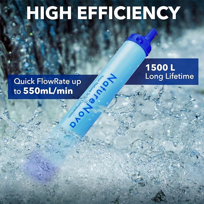 Personal Water Filter Straw Outdoor Portable Filtration Emergency Survival Gear Water Solutions Tactical Gear for Hiking Camping Accessories Travel Hunting Fishing Outing Backpacking