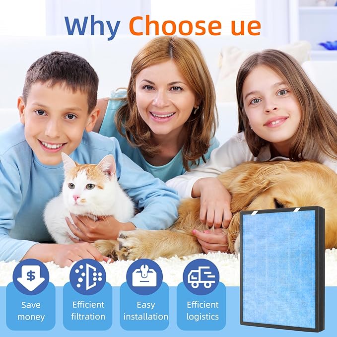 HSP002 True HEPA Filter Replacements for Air Purifier Filters HSP002,3 in 1 H13 True HEPA Filter with Activated Carbon Pre-Filter