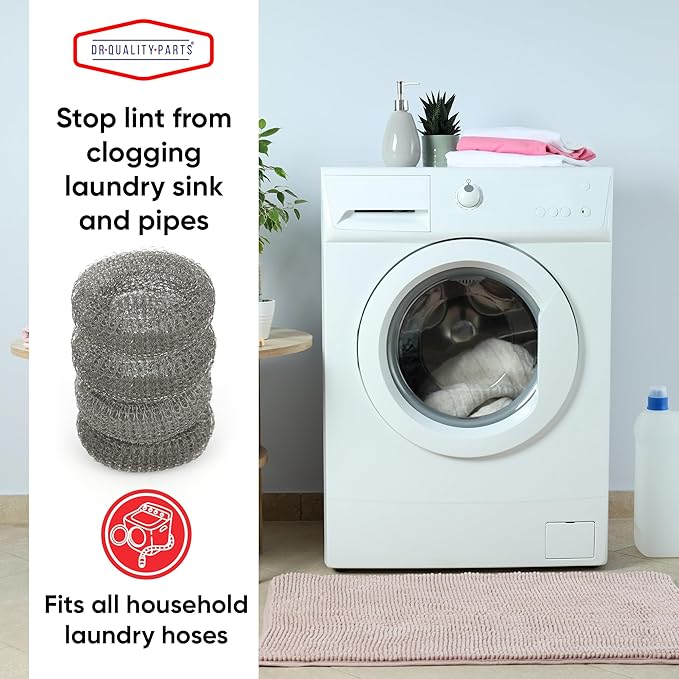 Washing Machine Lint Trap – Stainless Steel Hose Filter, Mesh Drain Catcher, Washer Sock Lint Remover, Rust-Free Snare Laundry Filter with Nylon Cable Ties, 29cmx6.5cm – 30-Pack