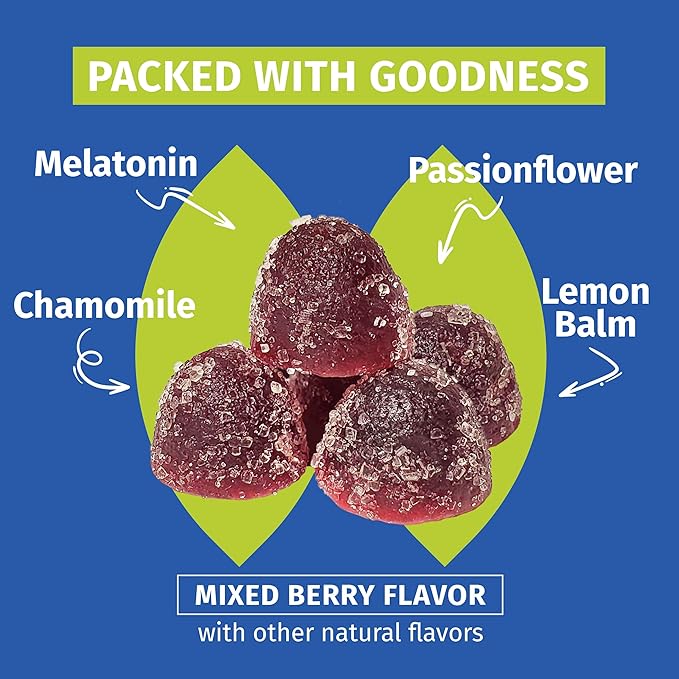 TEJA Sleep Support Gummies for Teens and Adults, 0.3mg Melatonin Chewable Gummy, Melatonin Chewable, 30 Gummies