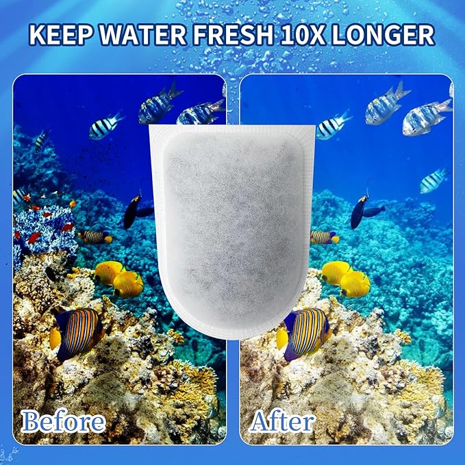 10Pack Carbon Filters for Aquariums, Fits Whisper EX Filters, Compatible with Whisper EX30/EX45/EX70 Filters,Large Carbon Filter Cartridges