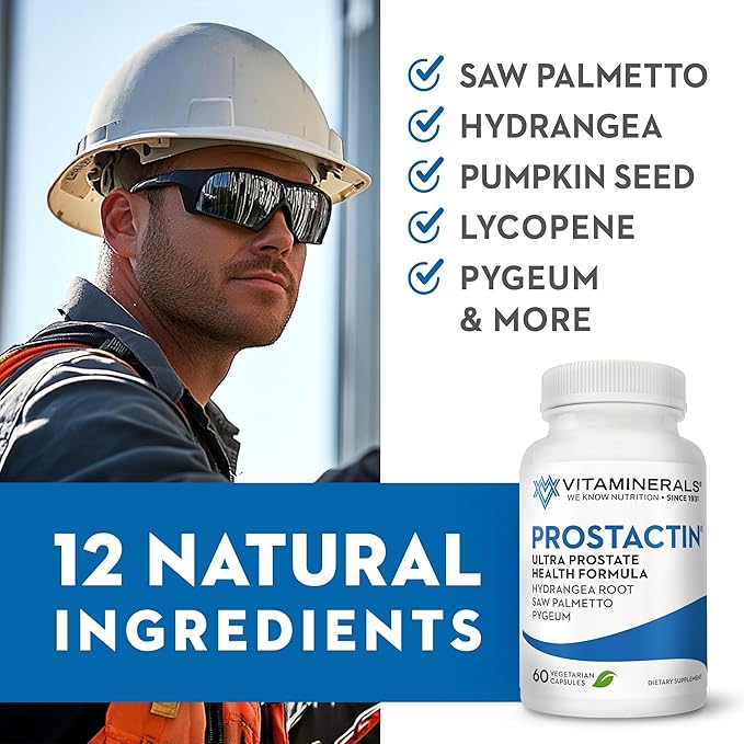 Vitaminerals® Prostactin | Prostate Support | Saw Palmetto 230mg | Pygeum | Lycopene | Pumpkin Seed & More | 60 Veggie Caps
