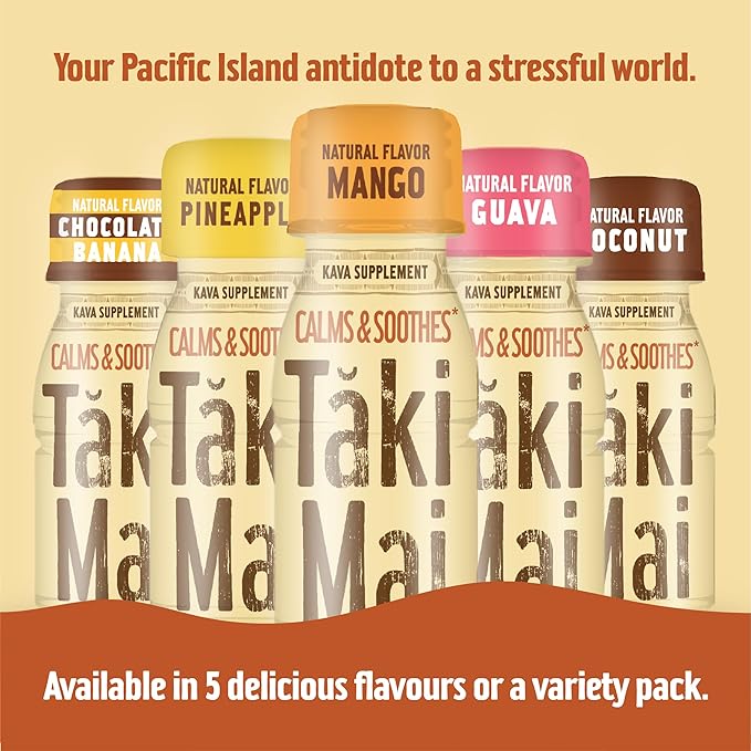 Taki Mai Mango Kava Kava 2.5 oz (24-pack) Shots – Noble Kava Root Drink, Ready to Drink for Stress Support & Relaxation, Fast Acting Herbal Support for Calming Better Sleep and Balanced Mood