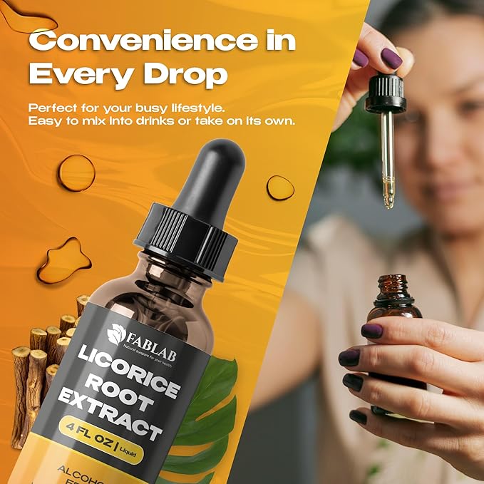 FabLab Licorice Root Extract - Herbal Immune Support- Glycyrrhiza Glabra Supplement for Digestion Restore Respiratory Health Fatigue -Non-GMO (4 FL OZ)