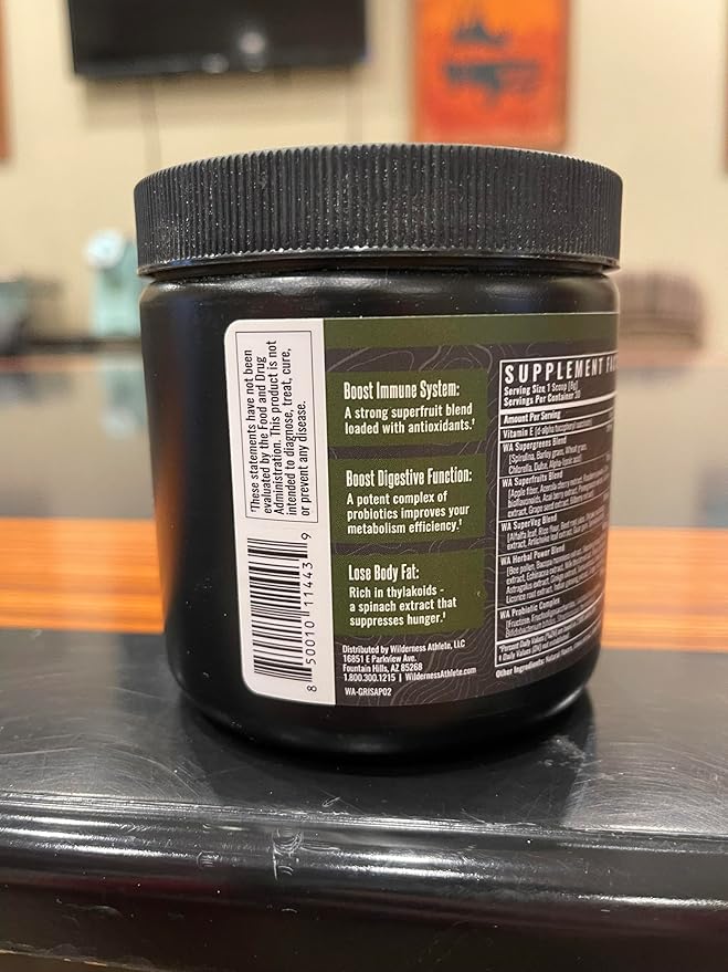 Wilderness Athlete - Green Infusion | Supergreen Superfood Power Greens Powder - Wheatgrass Powder with Astragalus Root, Green Tea Extract, & Chlorella - 30 Serving Tub (Chocolate Mint)